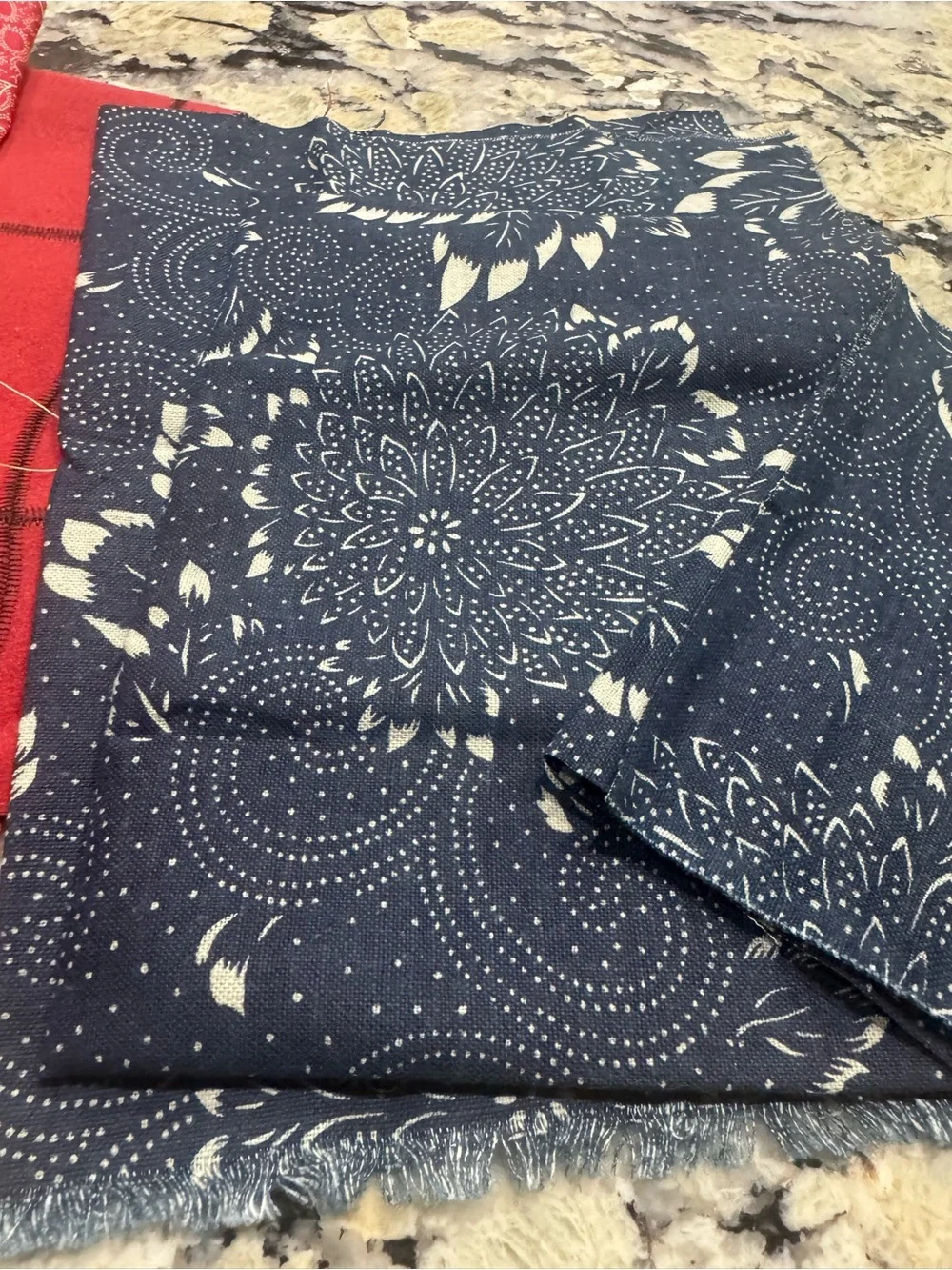 Assorted Home Fabric Bundle Green, Navy, Red White 1.3lbs canvas 36x45” + more
